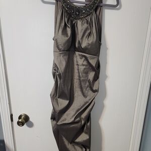 Xscape Metallic Gray Embellished Dress